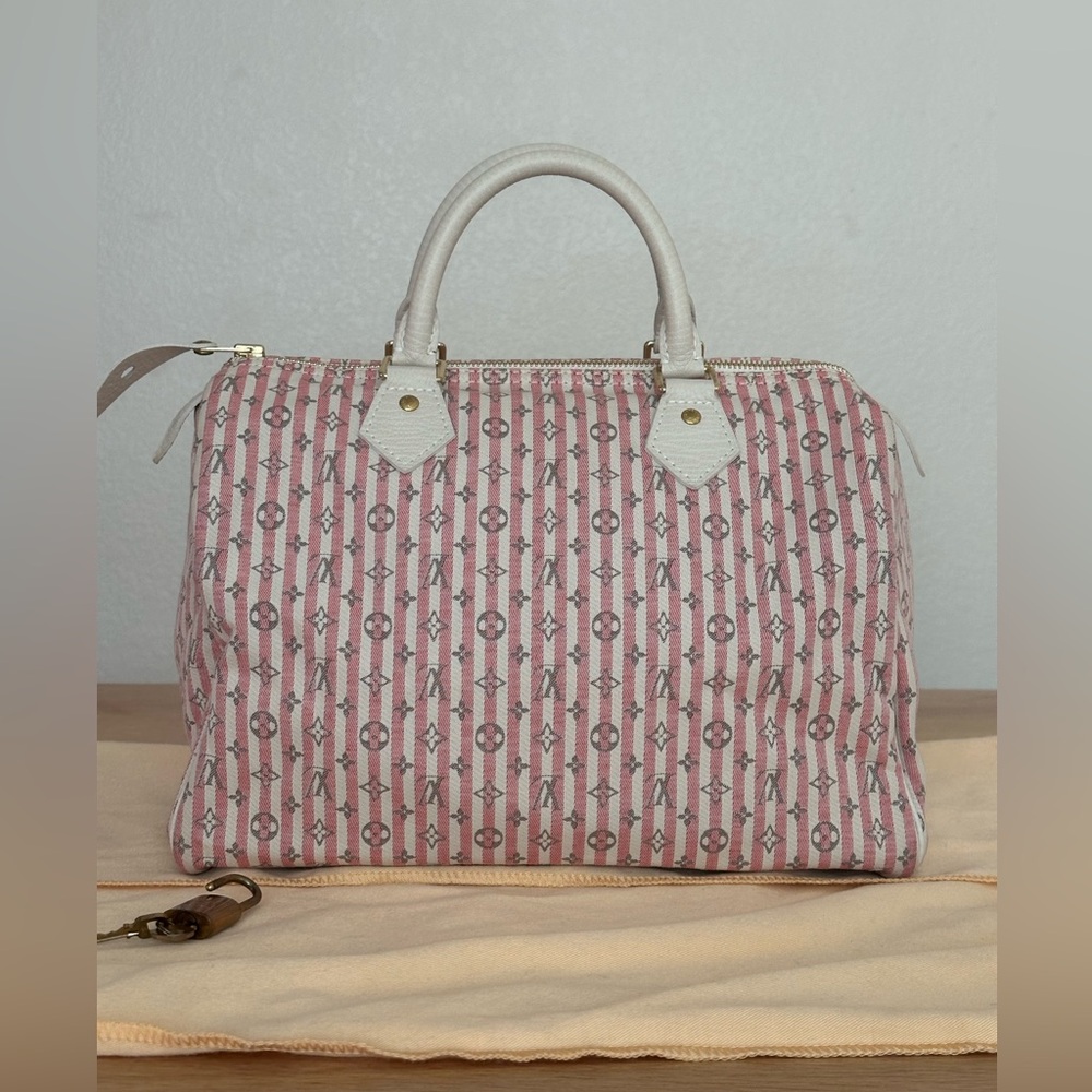 Louis Vuitton Pink & White Monogram Mini Lin Croisette Speedy 30